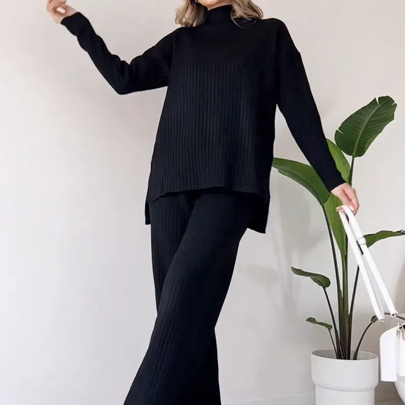 Women’s Knitted Suit - Turtleneck Loose Set