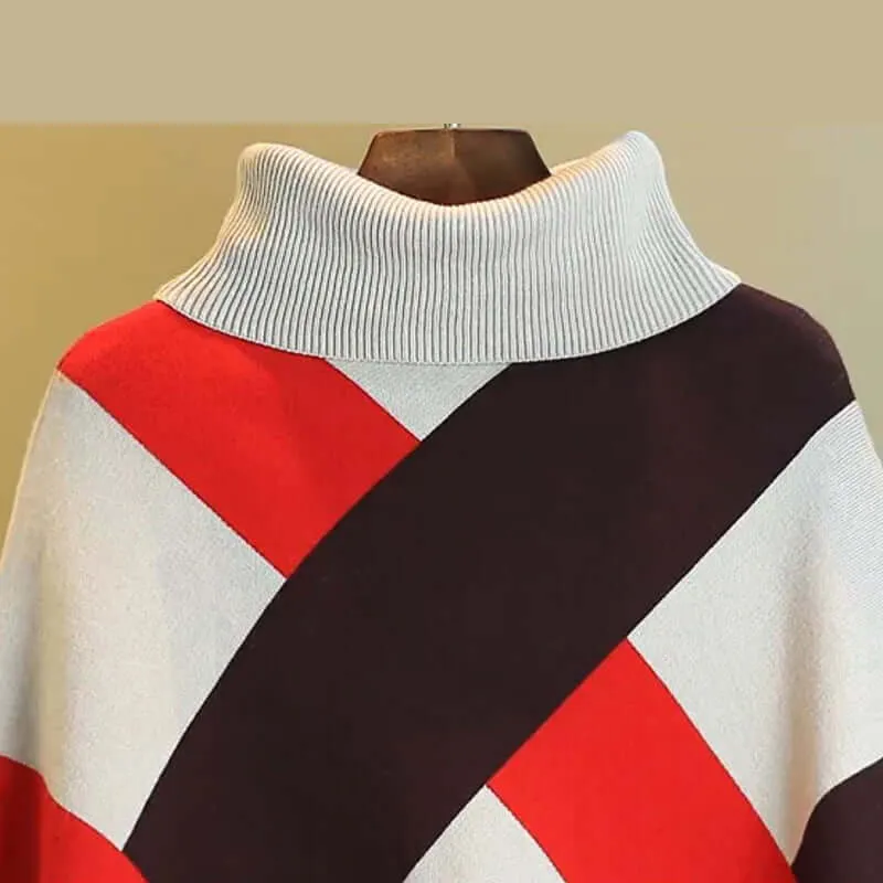 Women's Plaid Turtleneck Sweater - Autumn/Winter