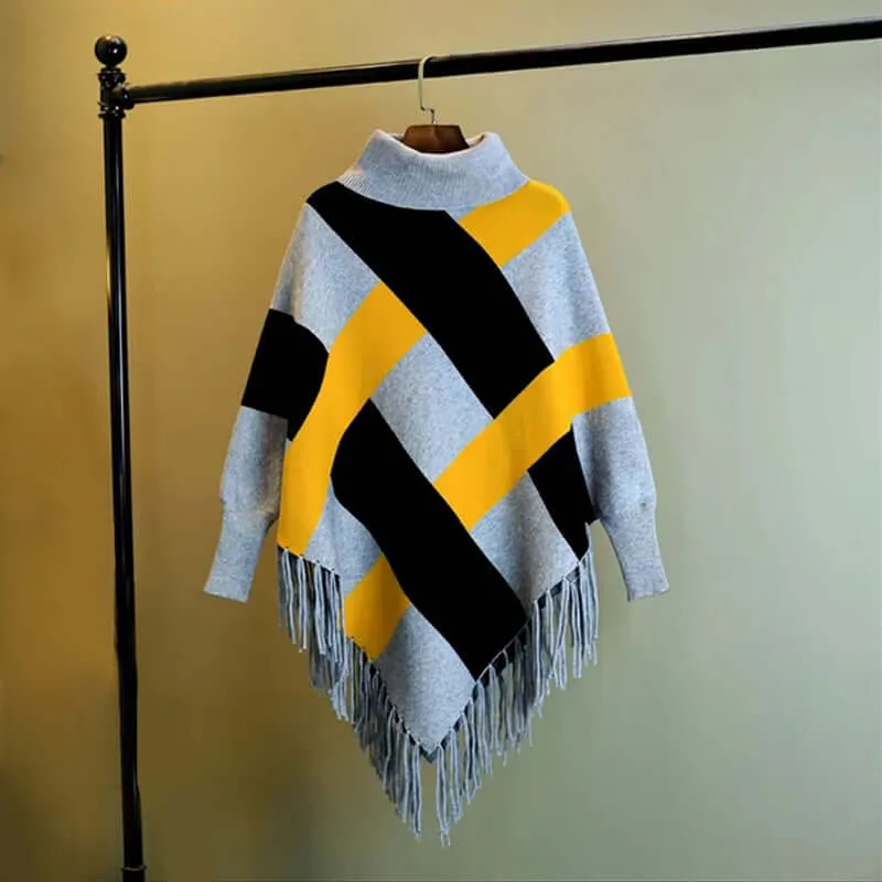 Women's Plaid Turtleneck Sweater - Autumn/Winter