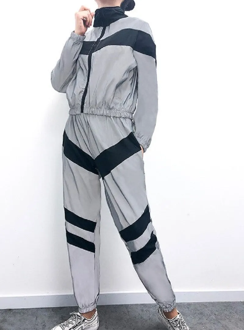 Women's Spandex Reflective Joggers With Elastic Waist
