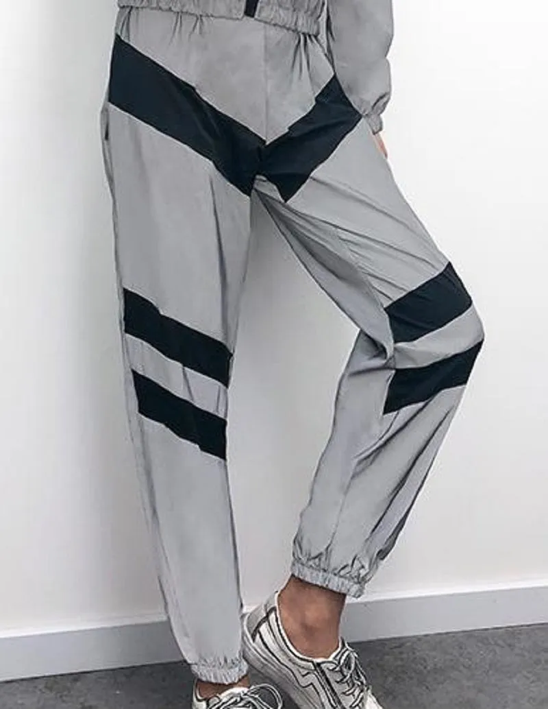 Women's Spandex Reflective Joggers With Elastic Waist