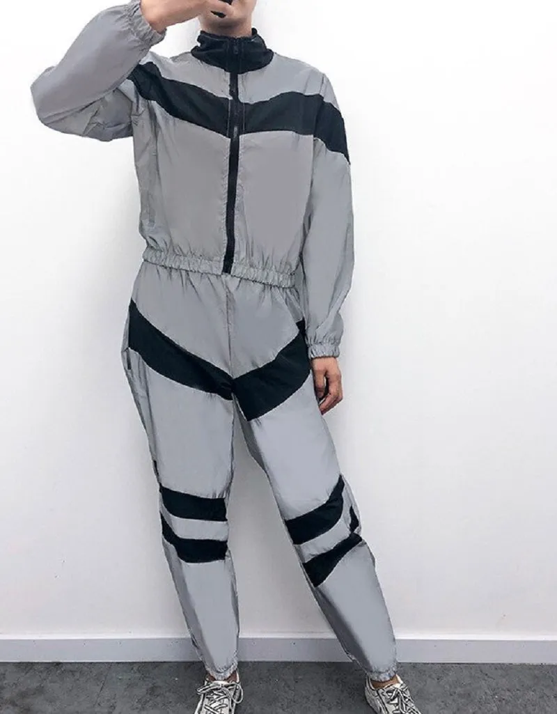 Women's Spandex Reflective Joggers With Elastic Waist