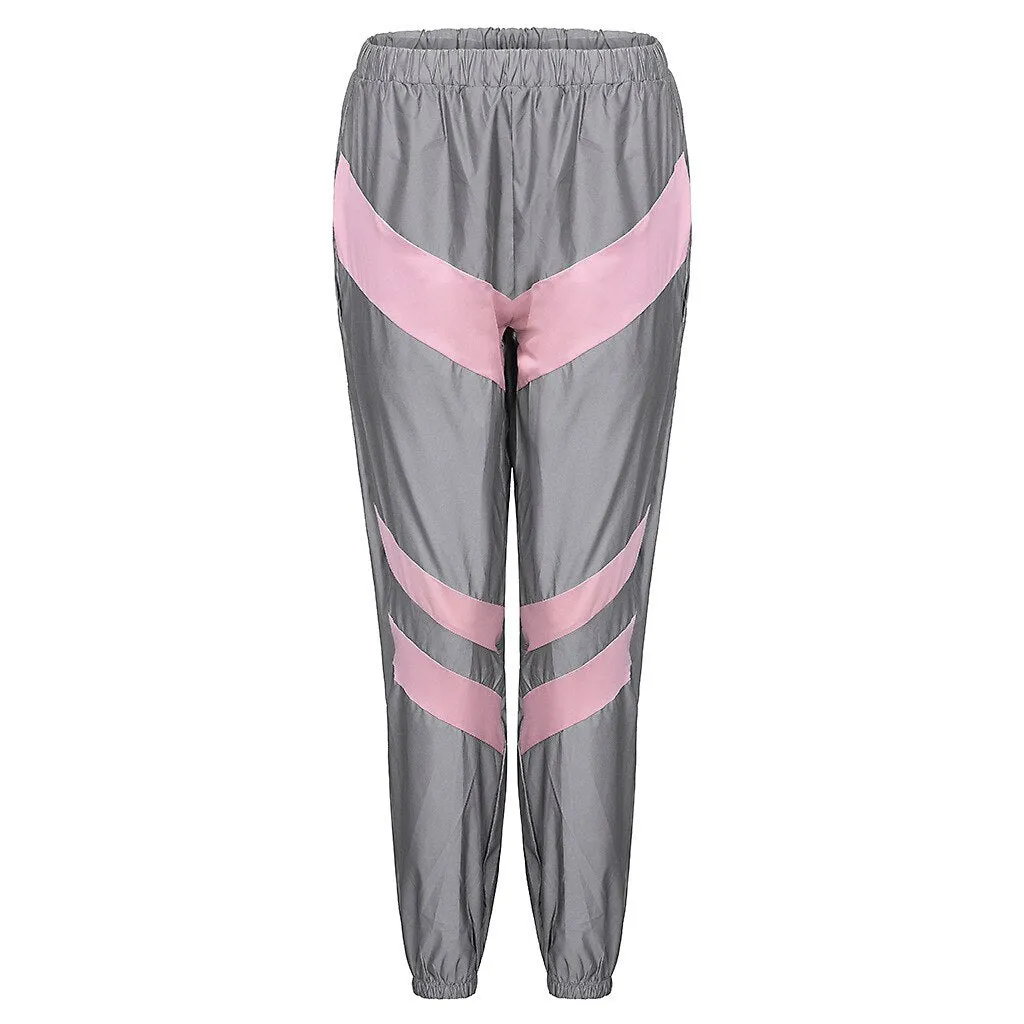 Women's Spandex Reflective Joggers With Elastic Waist