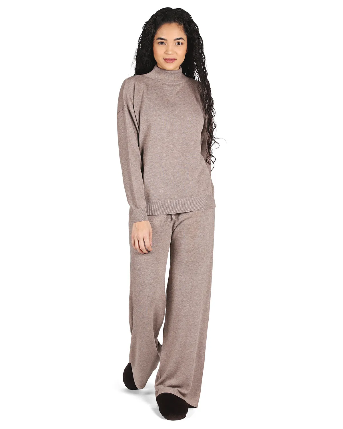 Women's Turtleneck Sweater and Knit Pants Lounge Set