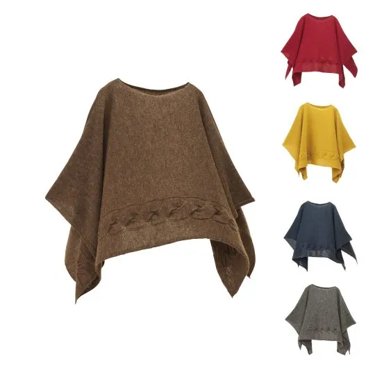 Yoko Poncho / Soft Alpaca Large Cable Pattern